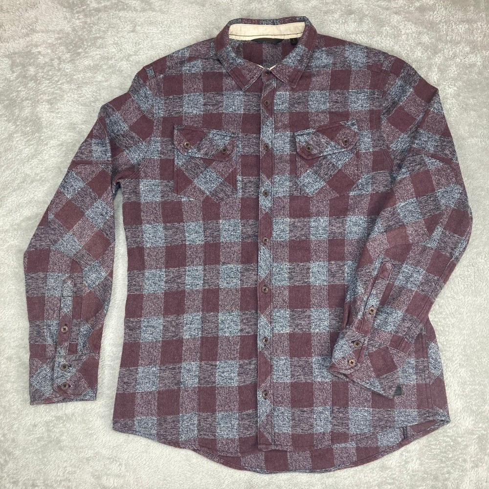 Outpost Makers‎ Flannel Plaid Shirt Mens Large Long Sleeve Burgundy Gray